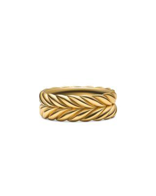 Men's 18K Yellow Gold Chevron Double Row Band by DAVID YURMAN