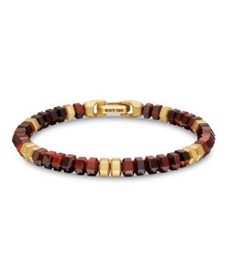 Men's 18K Yellow Gold Spiritual Beads Red Tigers Eye Bead Bracelet by DAVID YURMAN