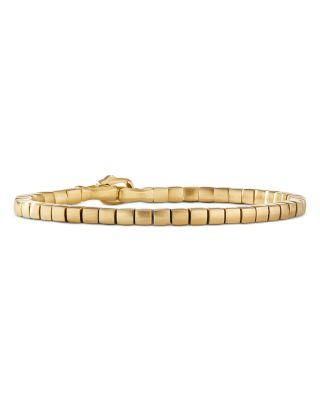 Men's 18K Yellow Gold Spiritual Beads Textured Square Link Bracelet by DAVID YURMAN