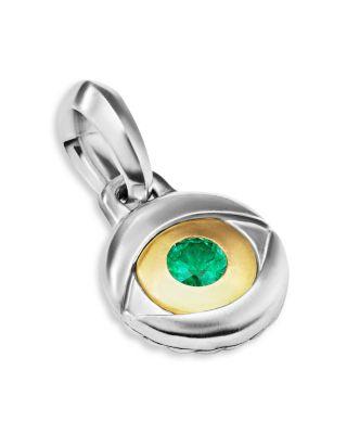 Men's 18K Yellow Gold & Sterling Silver Amulets Emerald Evil Eye Pendant by DAVID YURMAN