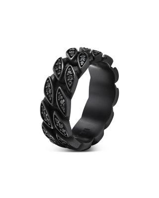Men's Black Titanium Chain Black Diamond Pav&eacute; Curb Link Ring by DAVID YURMAN