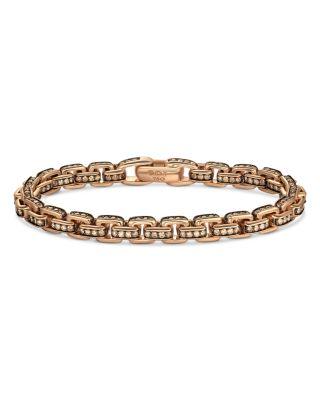 Men's Box Chain Bracelet in 18K Rose Gold with Pav&eacute; Cognac Diamonds by DAVID YURMAN