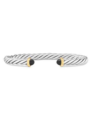Men's Cable Cuff Bracelet in Sterling Silver with 14K Yellow Gold and Lapis by DAVID YURMAN