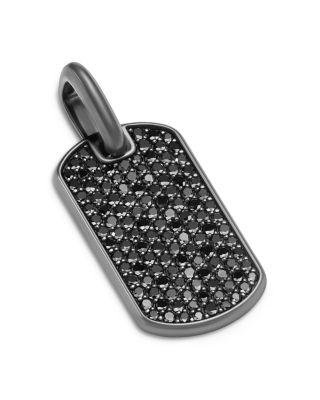 Men's Chevron Tag in Black Titanium with Sterling Silver and Black Diamonds by DAVID YURMAN