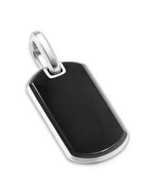 Men's Chevron Tag in Sterling Silver with Black Onyx by DAVID YURMAN