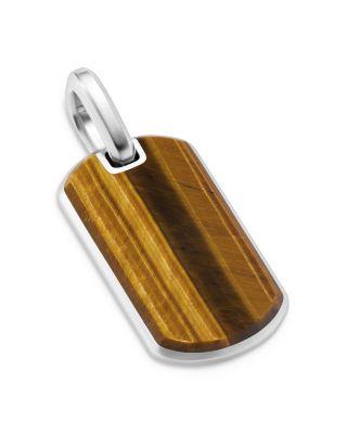 Men's Chevron Tag in Sterling Silver with Tiger's Eye by DAVID YURMAN