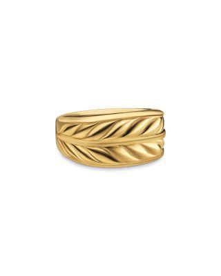 Men's Chevron Three Sided Signet Ring in 18K Yellow Gold by DAVID YURMAN