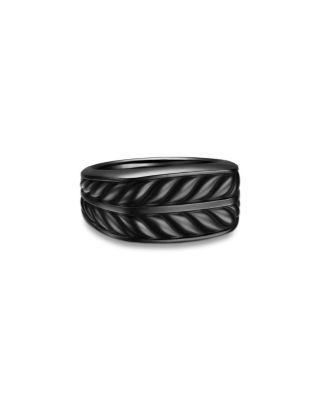 Men's Chevron Three Sided Signet Ring in Black Titanium by DAVID YURMAN