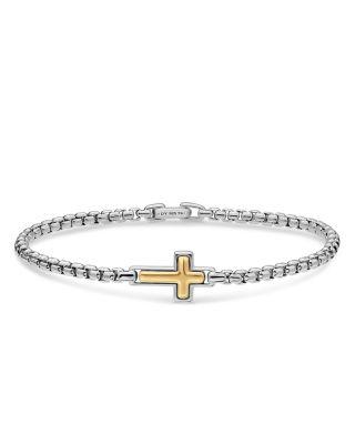 Men's Cross Station Bracelets in Sterling Silver with 14K Yellow Gold by DAVID YURMAN