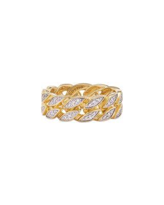 Men's Curb Chain Band Ring in 18K Yellow Gold with Diamonds by DAVID YURMAN