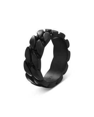 Men's Curb Chain Band Ring in Black Titanium by DAVID YURMAN