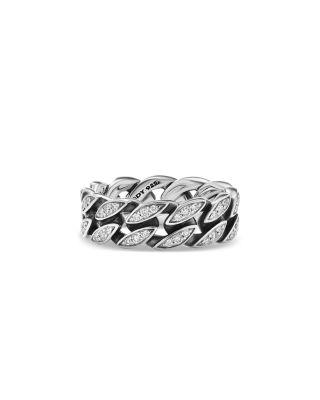 Men's Curb Chain Band Ring in Sterling Silver with Diamonds by DAVID YURMAN
