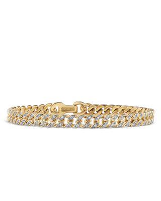 Men's Curb Chain Bracelet in 18K Yellow Gold with Diamonds by DAVID YURMAN