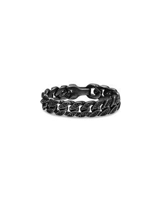 Men's Curb Chain Bracelet in Black Titanium with Black Diamonds by DAVID YURMAN