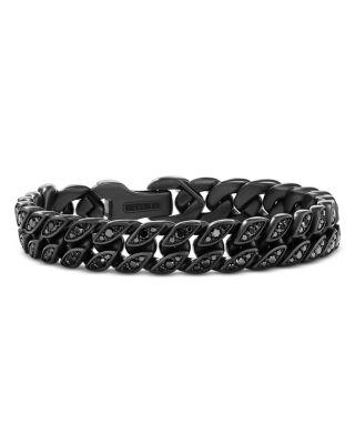 Men's Curb Chain Bracelet in Black Titanium with Black Diamonds by DAVID YURMAN