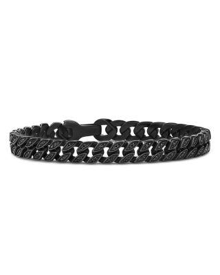 Men's Curb Chain Bracelet in Black Titanium with Black Diamonds by DAVID YURMAN