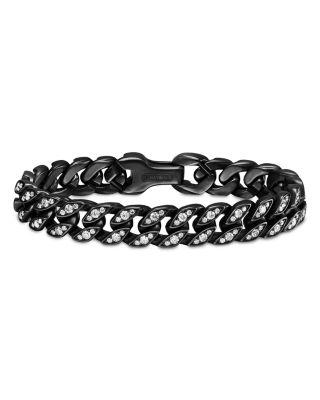 Men's Curb Chain Bracelet in Black Titanium with Diamonds by DAVID YURMAN