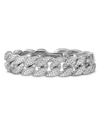 Men's Curb Chain Bracelet in Sterling Silver with Diamonds by DAVID YURMAN