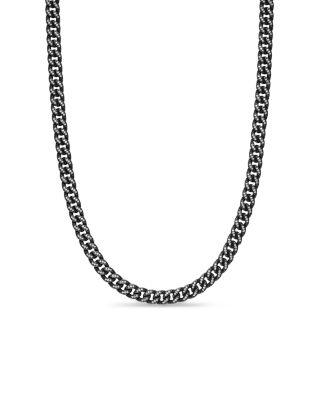 Men's Curb Chain Necklace in Black Titanium with Diamonds by DAVID YURMAN