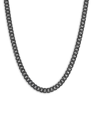 Men's Curb Chain Necklace in Sterling Silver with Black Diamonds by DAVID YURMAN