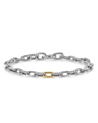 Men's DY Madison&reg; Chain Bracelet in Sterling Silver with 18K Yellow Gold by DAVID YURMAN