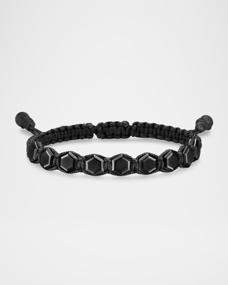 Men's Faceted Woven Bracelet in Nylon with Black Titanium, 6mm by DAVID YURMAN