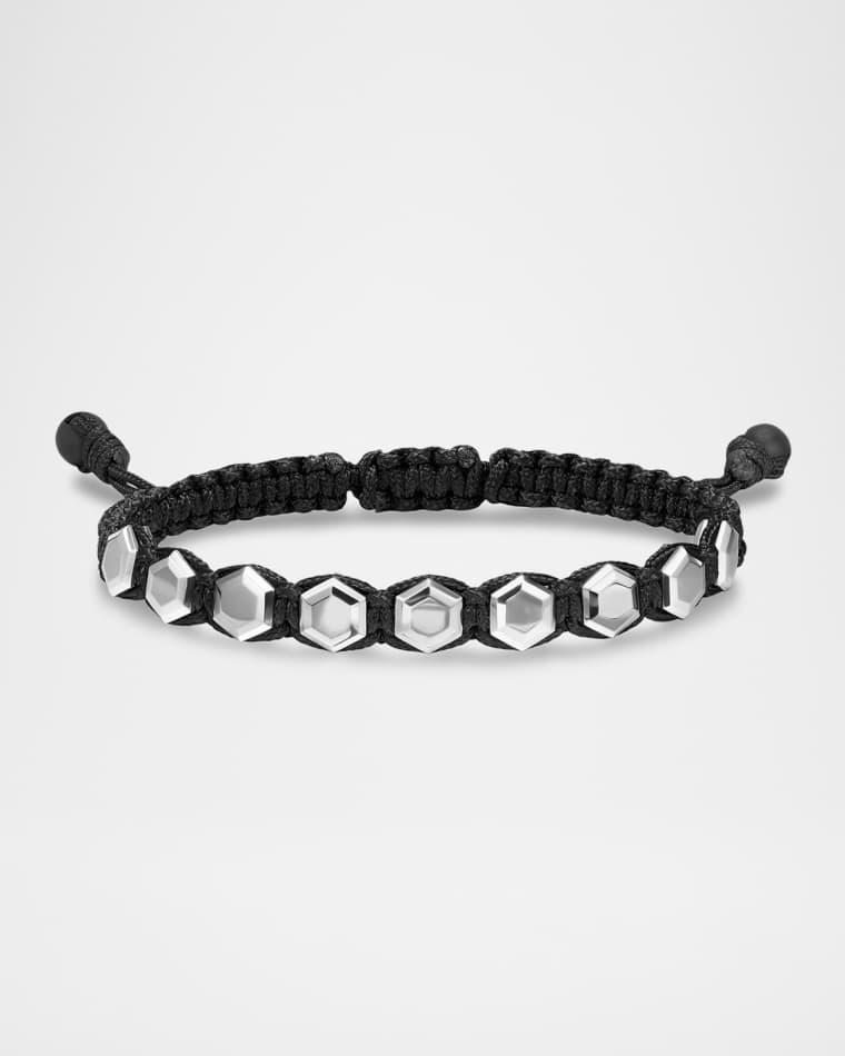 Men's Faceted Woven Bracelet in Nylon with Silver, 6mm by DAVID YURMAN