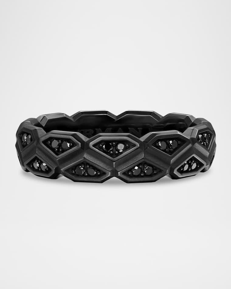 Men's Hex Band Ring in Black Titanium with Black Diamonds, 6mm by DAVID YURMAN