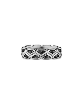 Men's Hex Band Ring in Sterling Silver with Black Diamonds by DAVID YURMAN