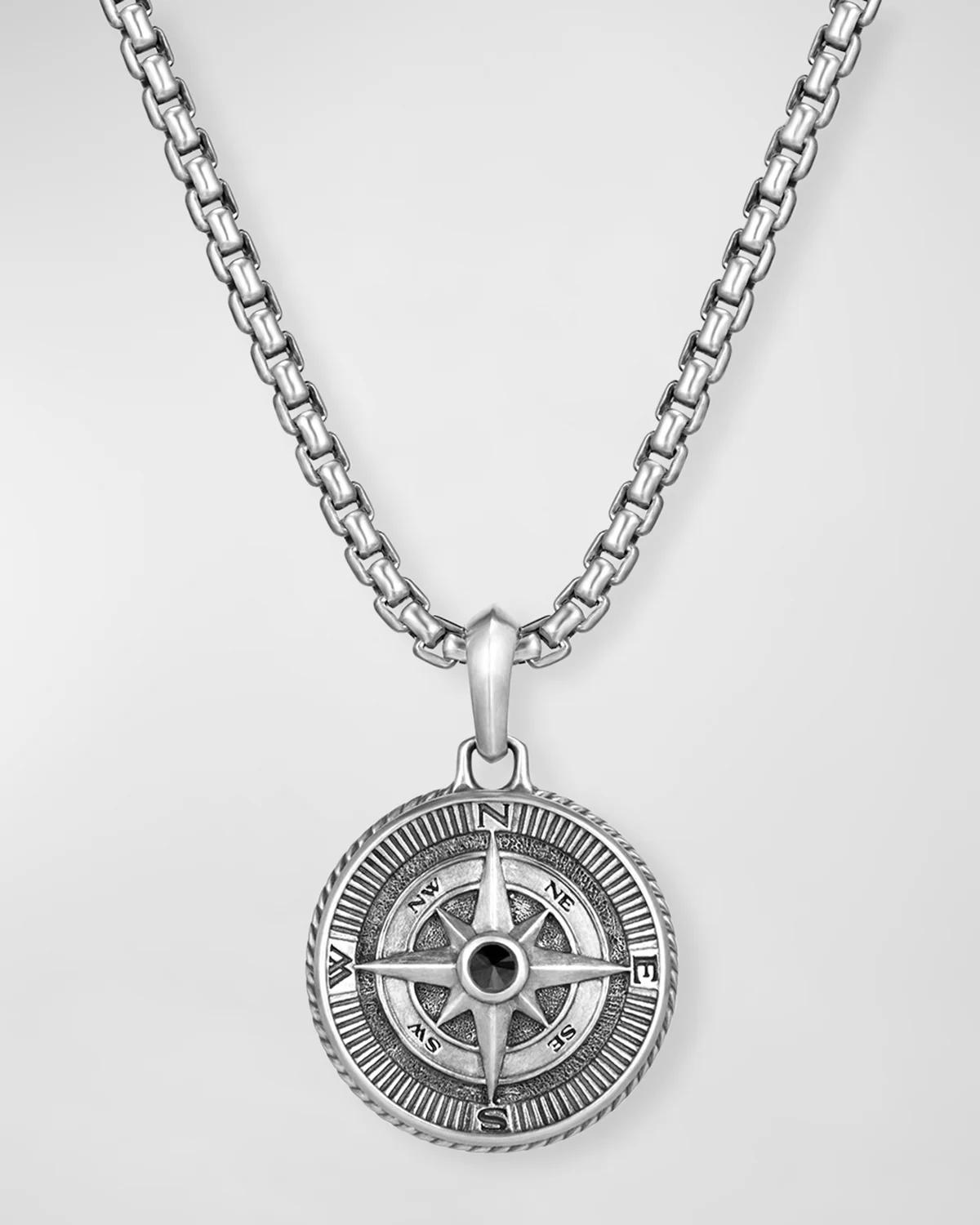 Men's Maritime Compass Pendant with Diamonds in Silver, 29.5mm by DAVID YURMAN