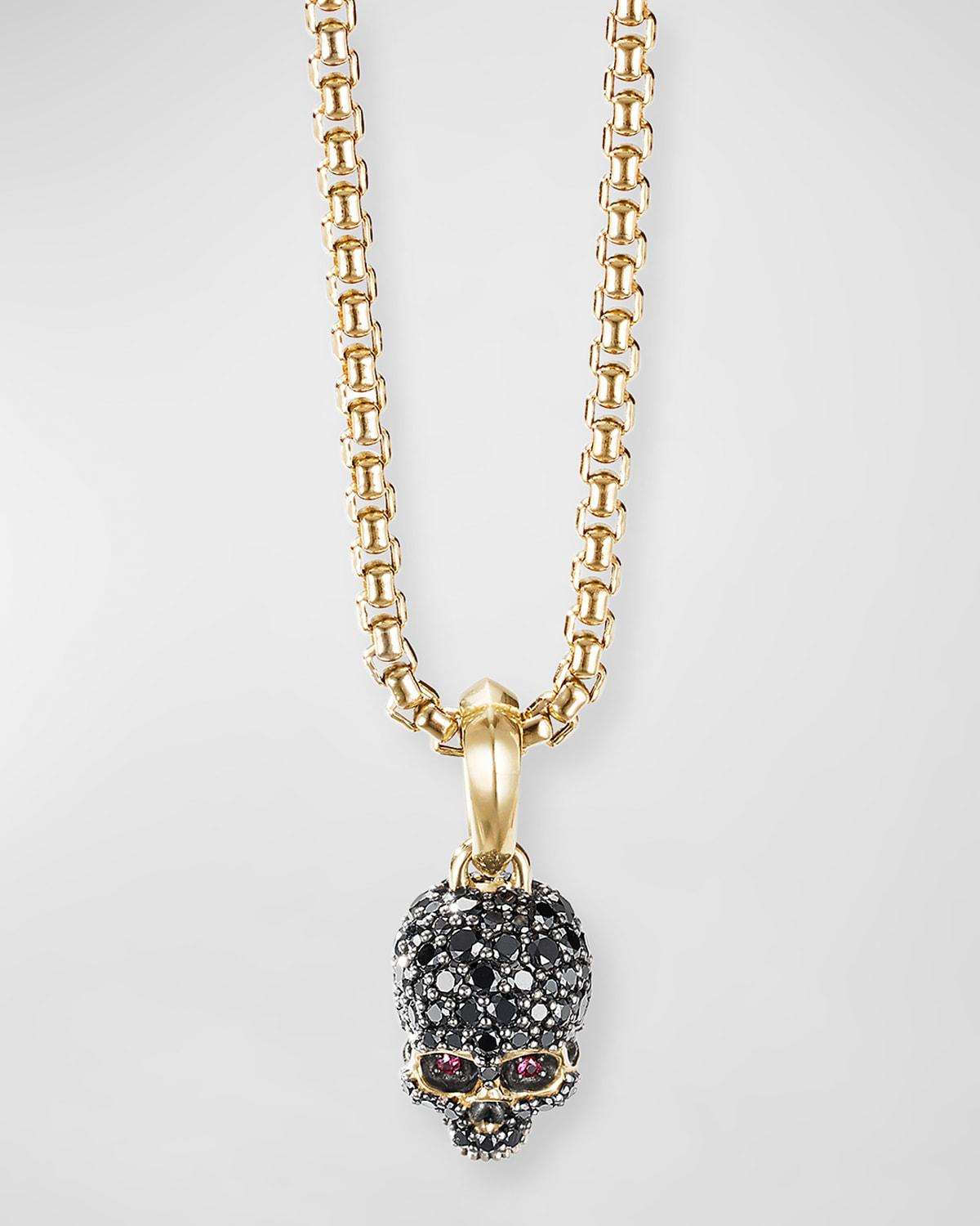 Men's Memento Mori Skull Pendant with Diamonds in 18K Gold, 14mm by DAVID YURMAN