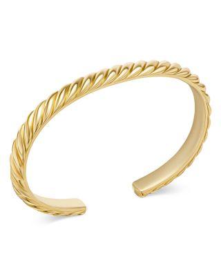 Men's Sculpted Cable Cuff Bracelet in 18K Yellow Gold by DAVID YURMAN