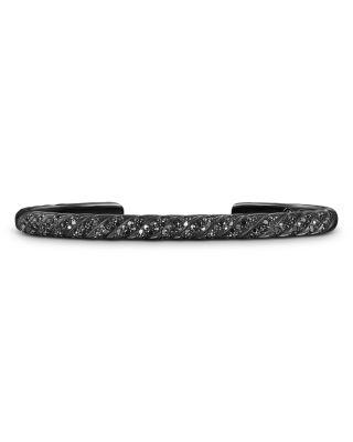 Men's Sculpted Cable Cuff Bracelet in Black Titanium with Black Diamonds by DAVID YURMAN