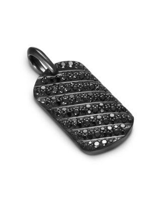 Men's Sculpted Cable Tag in Black Titanium with Black Diamonds by DAVID YURMAN