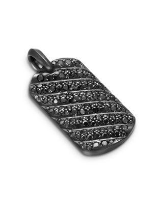 Men's Sculpted Cable Tag in Black Titanium with Black Diamonds by DAVID YURMAN