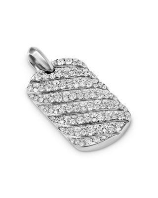 Men's Sculpted Cable Tag in Sterling Silver with Diamonds by DAVID YURMAN