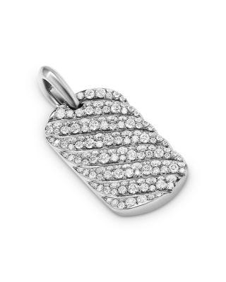 Men's Sculpted Cable Tag in Sterling Silver with Diamonds by DAVID YURMAN