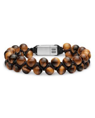 Men's Spiritual Beads Two Row Woven Bracelet Collection with Tiger's Eye by DAVID YURMAN