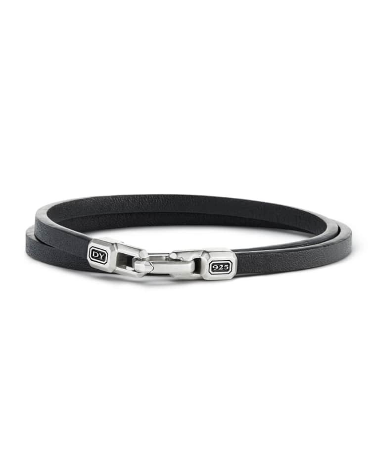 Men's Streamline® Double-Wrap Bracelet in Leather with Silver, 6mm by DAVID YURMAN