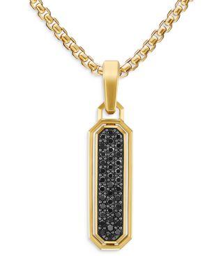Men's Streamline Inlay Amulet in 18K Yellow Gold with Black Onyx and Black Diamonds by DAVID YURMAN