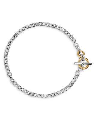 Mercer Toggle Chain Necklace in Sterling Silver with 18K Yellow Gold and Diamonds by DAVID YURMAN