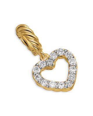 Micro Pav&eacute; Open Heart Amulet in 18K Yellow Gold with Diamonds by DAVID YURMAN