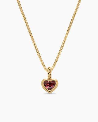Mini Heart Amulet in 18K Yellow Gold with Rhodolite Garnet by DAVID YURMAN