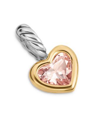 Mini Heart Amulet in Sterling Silver with 14K Yellow Gold and Morganite by DAVID YURMAN