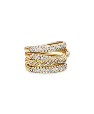Pav&eacute;flex Four Row Ring in 18K Yellow Gold with Diamonds by DAVID YURMAN