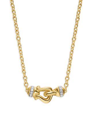 Petite Buckle Necklace in 18K Yellow Gold with Diamonds by DAVID YURMAN