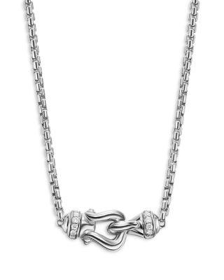 Petite Buckle Necklace in Sterling Silver with Diamonds by DAVID YURMAN