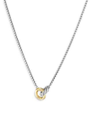 Petite Cable Linked Necklace in Sterling Silver with 14K Yellow Gold by DAVID YURMAN