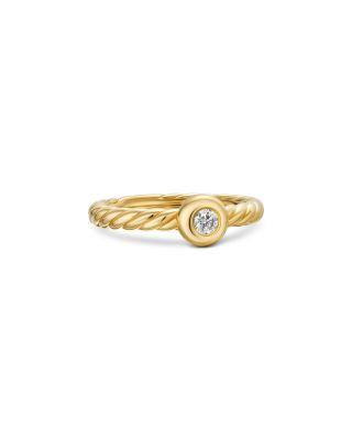 Petite Cable Ring in 18K Yellow Gold with Center Diamond by DAVID YURMAN
