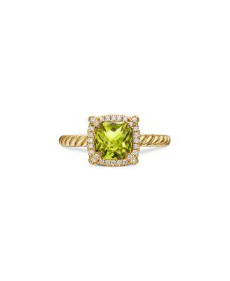 Petite Ch&acirc;telaine&reg; Pav&eacute; Bezel Ring in 18K Yellow Gold with Pink Tourmaline by DAVID YURMAN